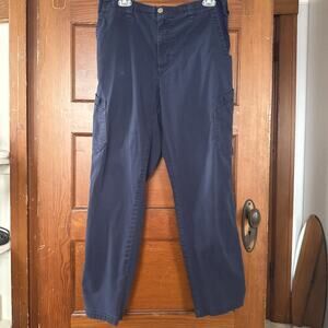 Carhartt FR 32x27 Navy Blue Ripstop Dungaree Fit Work Pants 0319 FRB004